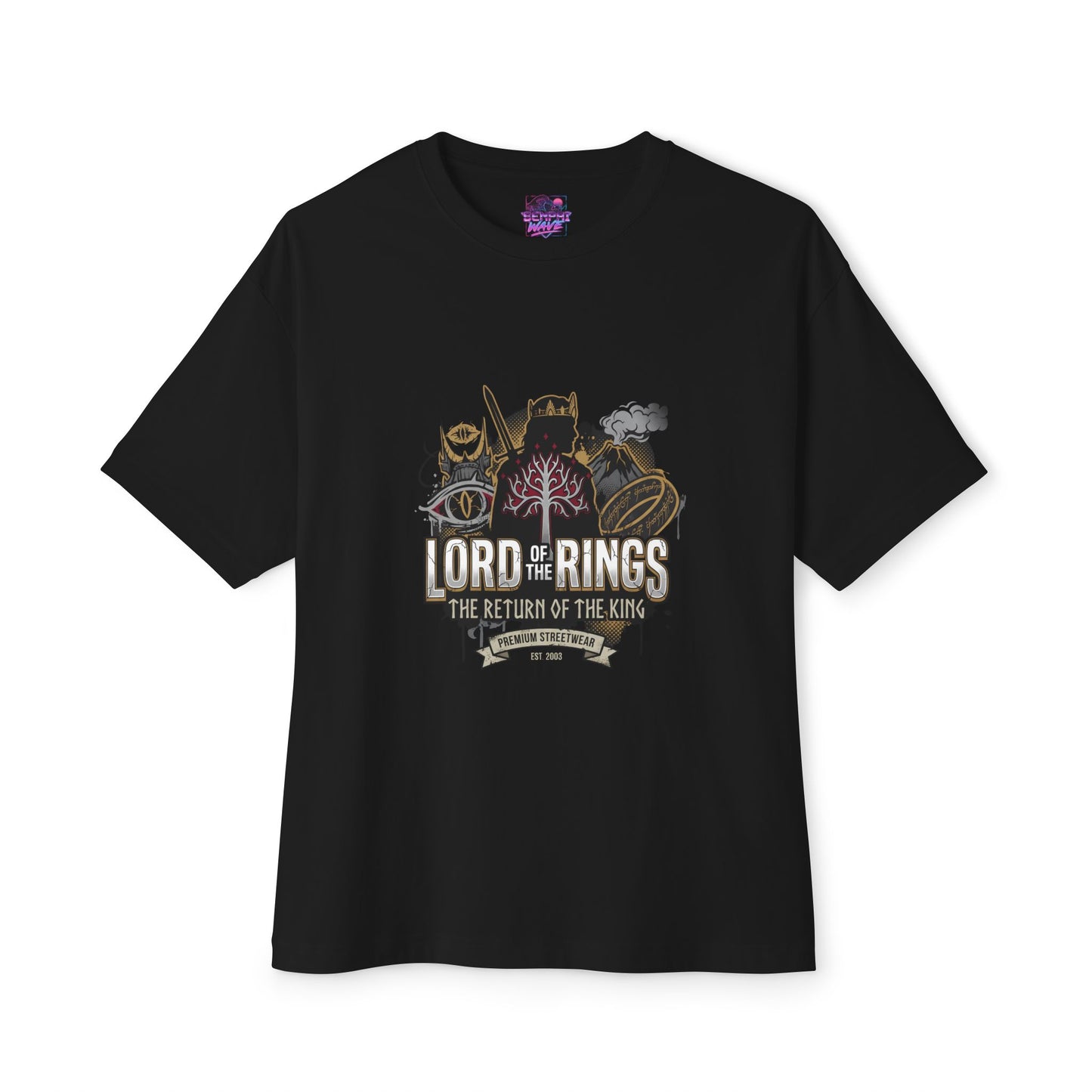 Lord of the Rings Movie Art: Fellowship Two Towers Return Premium Oversized Unisex T-Shirt