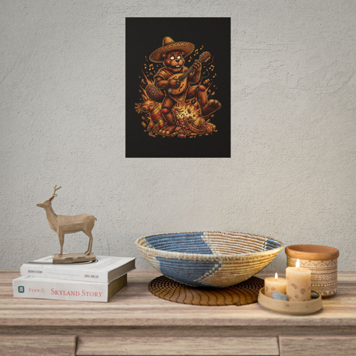 FNAF El Chip Beaver Sombrero Mandolin Fiesta Fan Art Poster