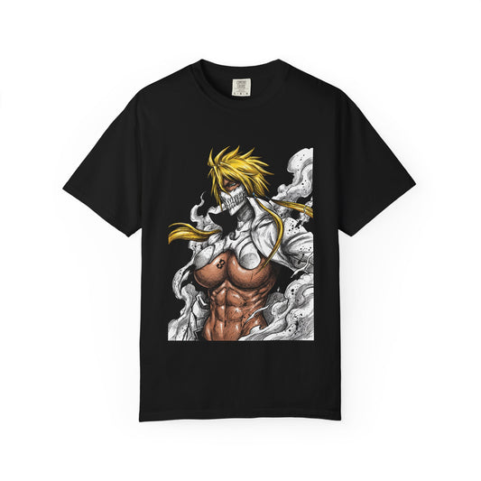 Blonde Arrancar Warrior Fan Art – Aqua Eyes Shark Theme Design Premium T-Shirt