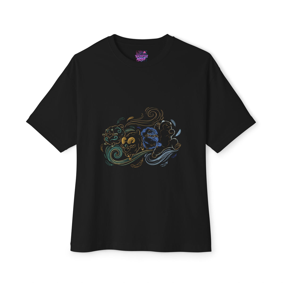 Aniimo Fluffy Team Nimbi Turbo Dreaple Panpanta Gold Line Art Art - Oversized Premium Tee