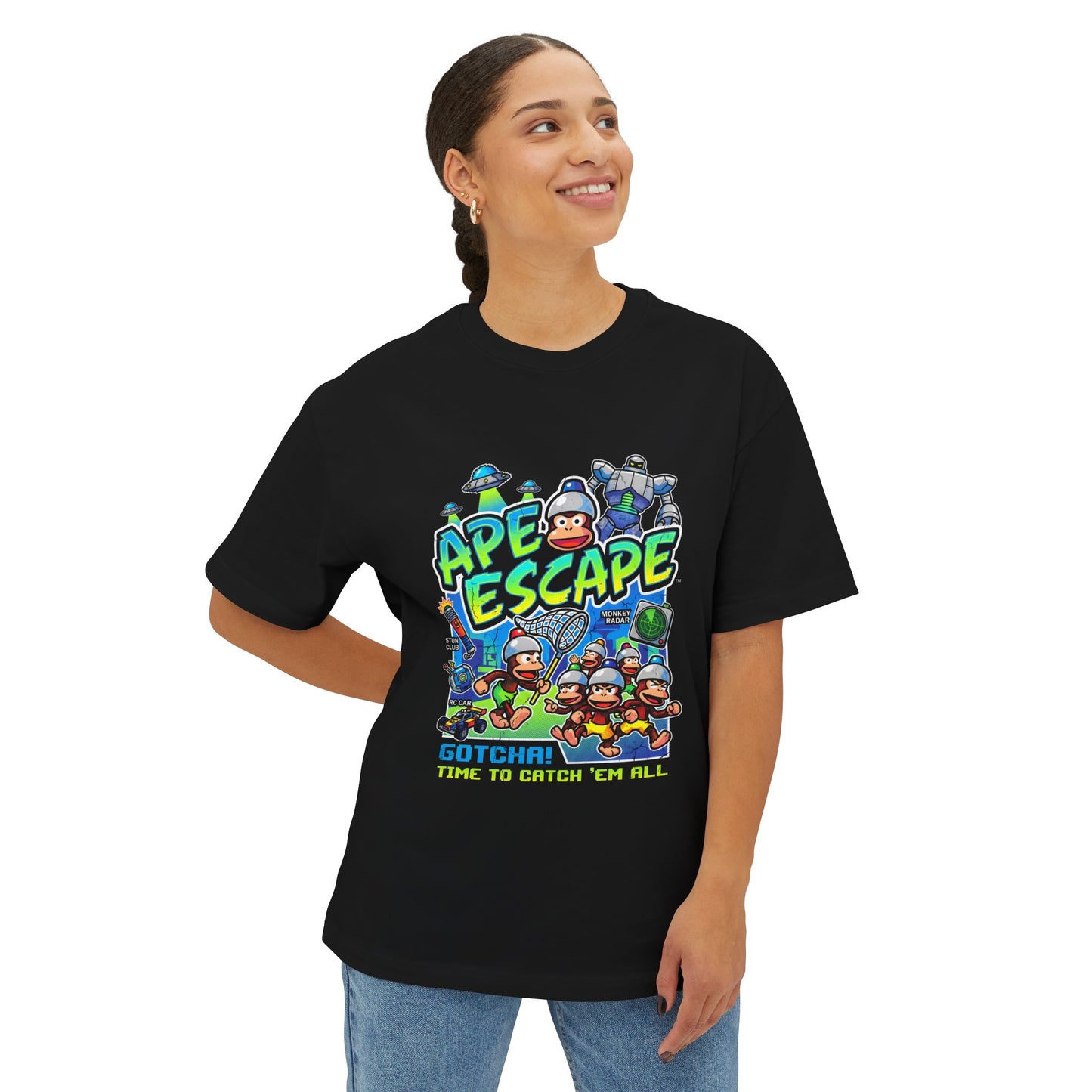 Ape Escape PS1 Classic – Spike Catching Monkeys Retro Legend Premium Oversized Unisex T-Shirt
