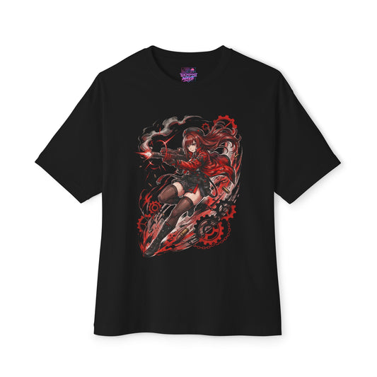 Nikke Rapi Red Ink Gears Rifle Fan Art Oversized T-Shirt