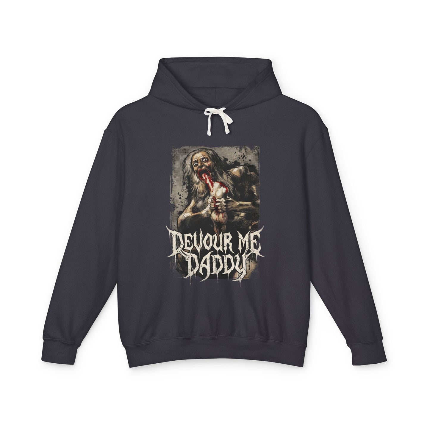 Saturn Devouring His Son Meme – Relatable Family Dinner Cursed Humor Devour me Daddy Unisex Premium Hoodie