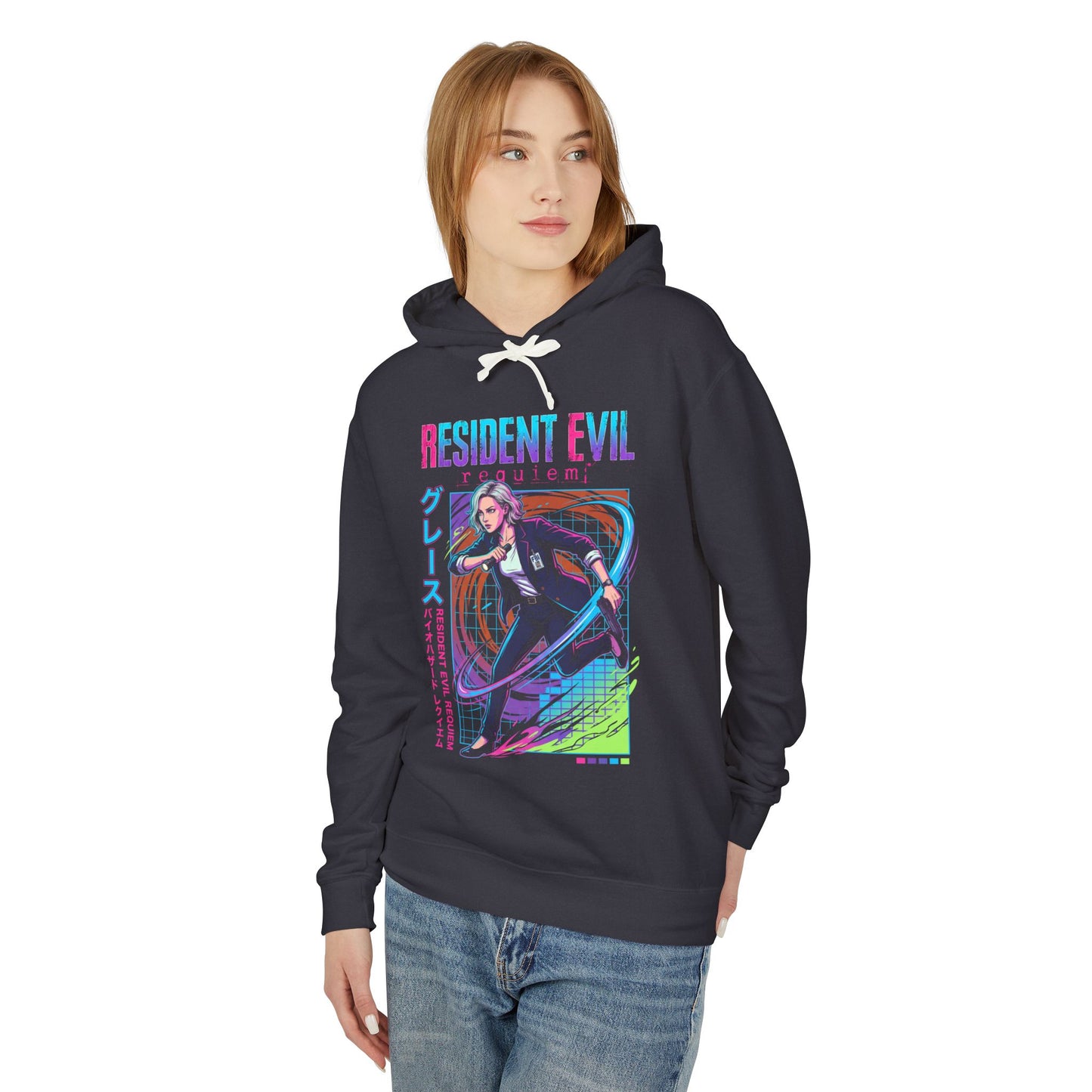 Cyberpunk Synthwave Retro Grace Ashcroft Resident Evil Protagonist 2026 Unisex Premium Hoodie