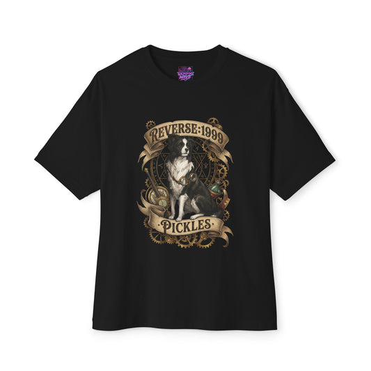 Reverse 1999 Pickles Border Collie Banner Crest Fan Art Oversized T-Shirt