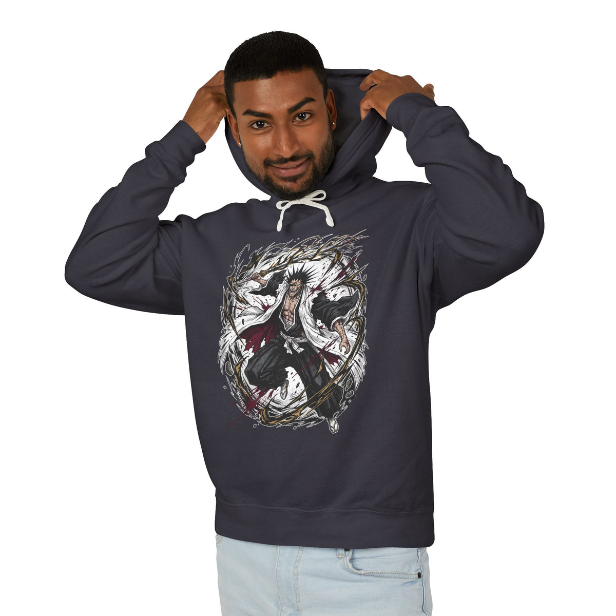 Bleach Kenpachi Zaraki Spiky Hair Bells Design Unisex Premium Hoodie