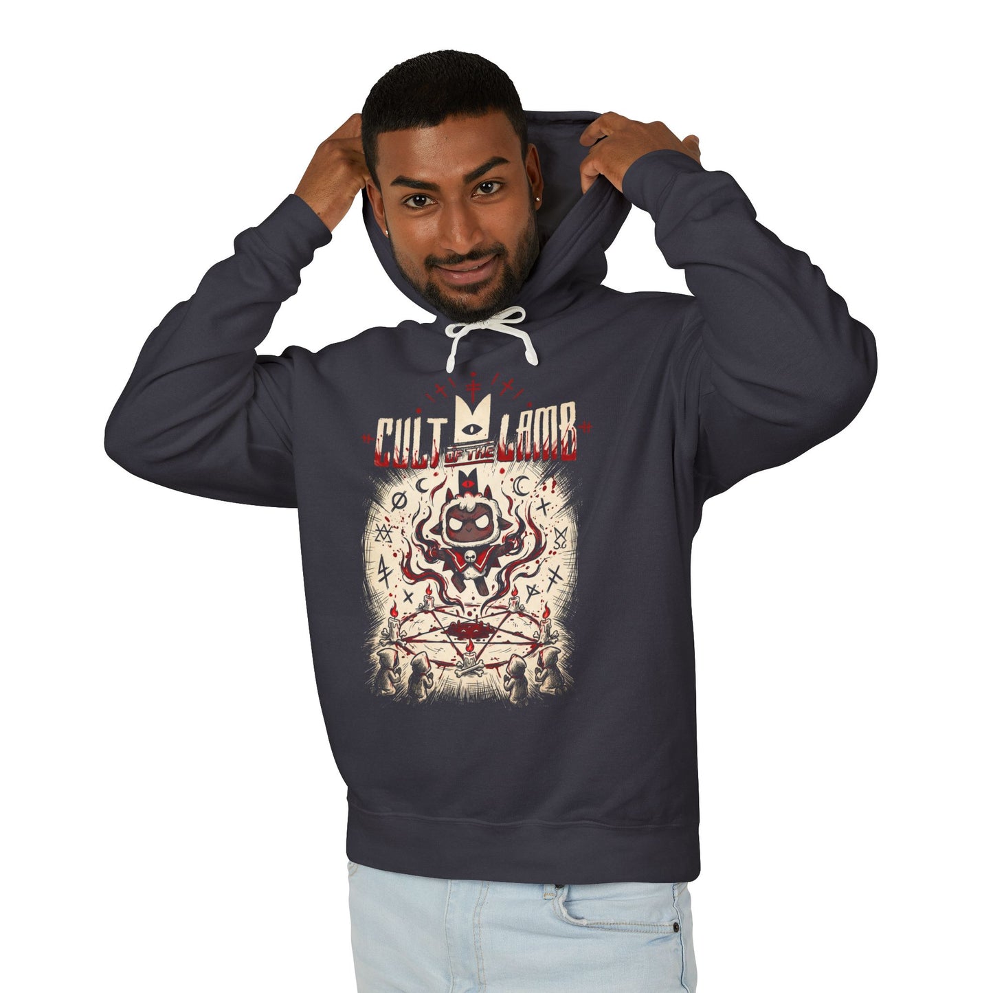 Cult of the Lamb Cult Leader Red Crown Sacrifice Portrait Unisex Premium Hoodie