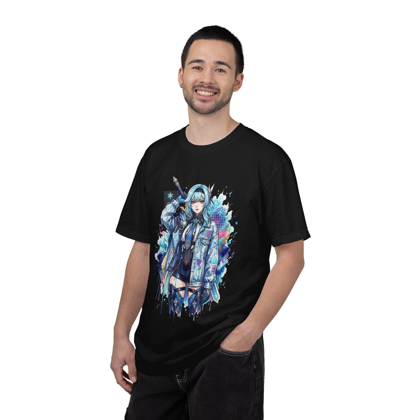 Genshin Impact Eula Vaporwave Neon Japanese Text Overlay Design Premium T-Shirt