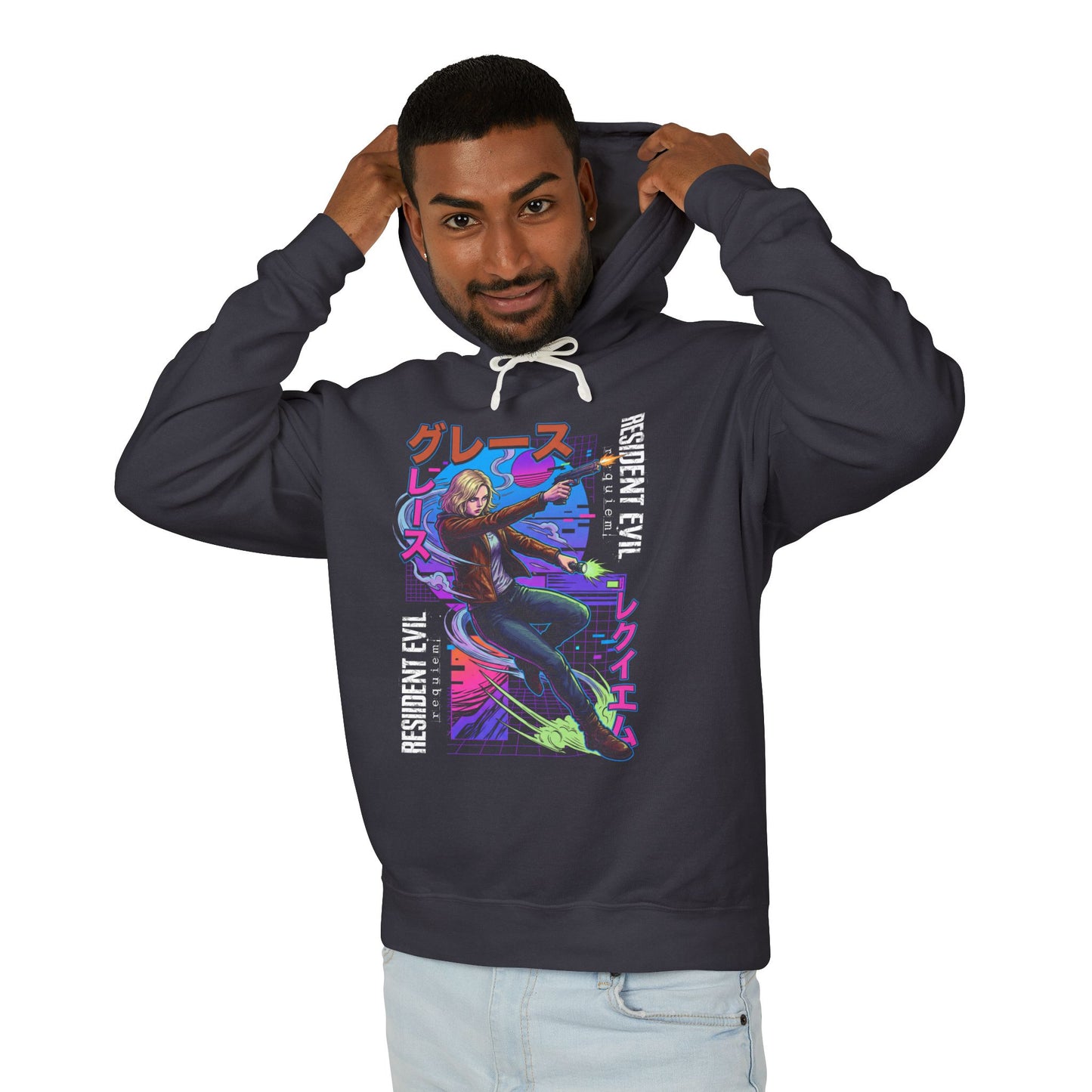 Cyberpunk synthwave Retro Grace Ashcroft FBI RE Requiem Jumpscare Queen Unisex Premium Hoodie