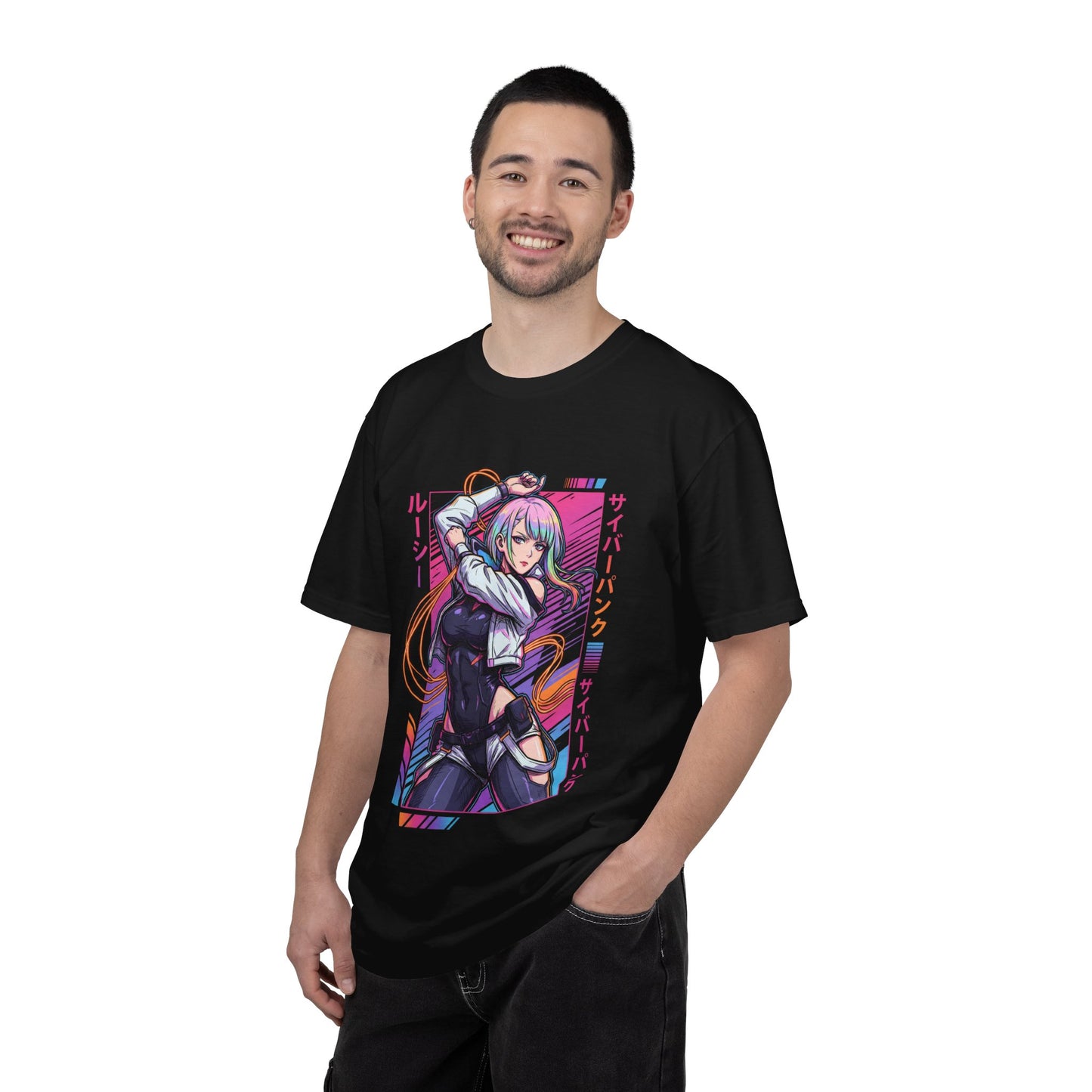 Cyberpunk Edgerunners Lucy Split Bob Hair Pastel Gradient Portrait Premium T-Shirt
