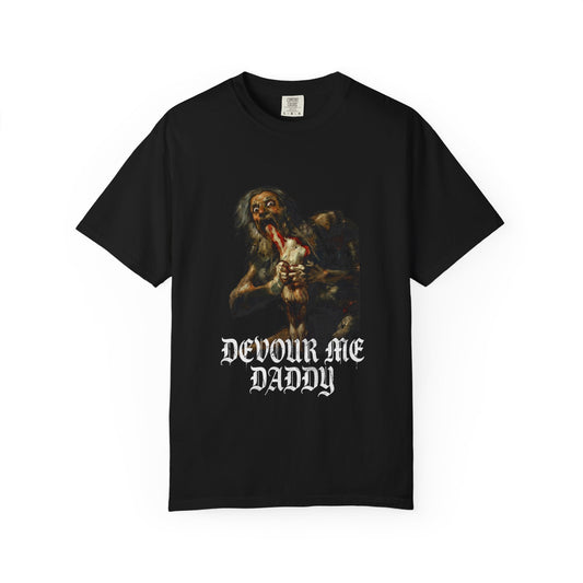 Saturn Devouring His Son Meme – Relatable Family Dinner Cursed Humor Devour me Daddy Premium T-Shirt