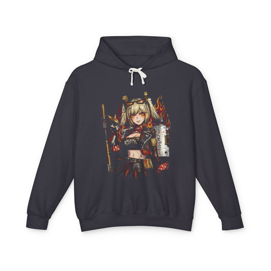 Burnice White ZZZ Red Hair Ponytails Flamethrower Portrait Unisex Premium Hoodie