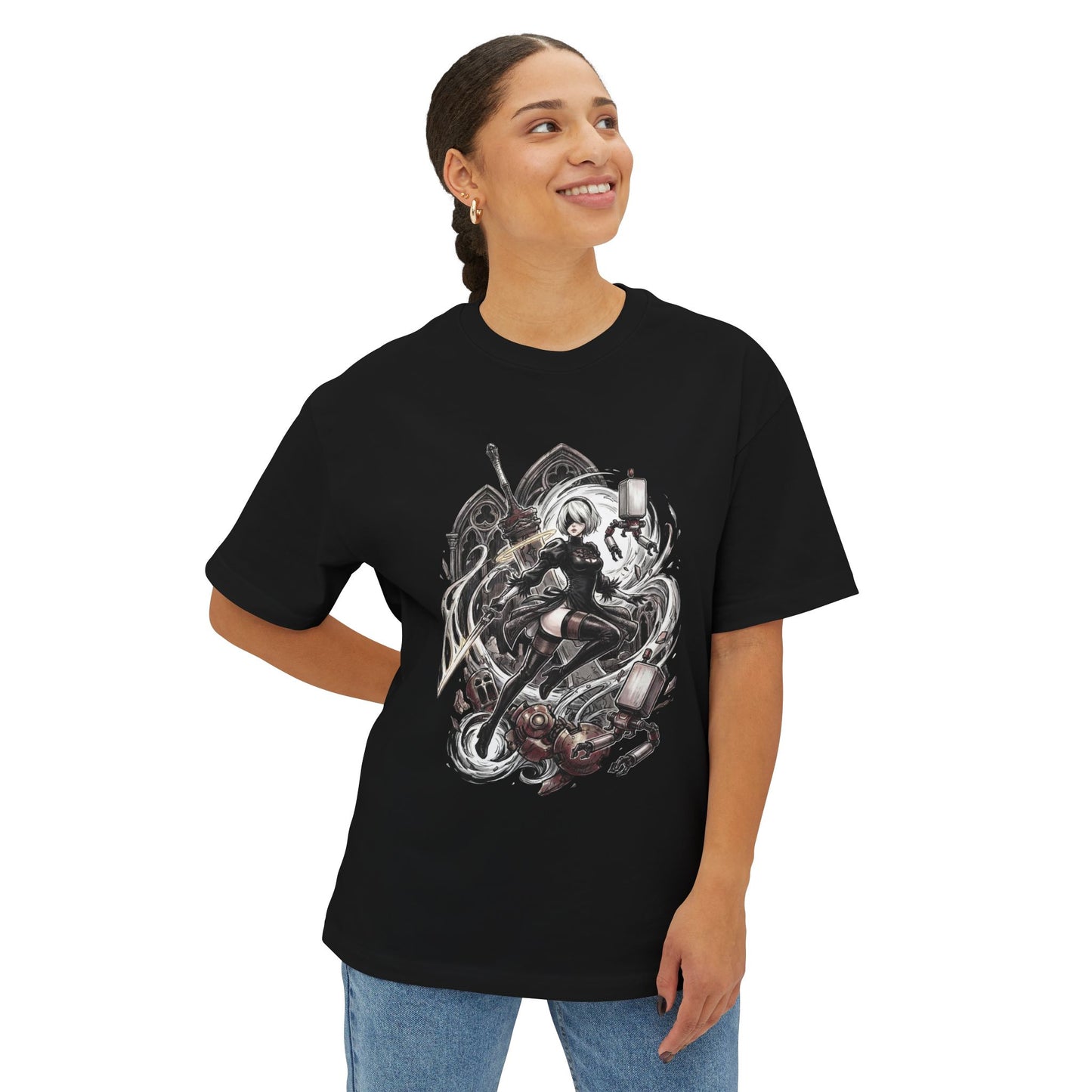 YoRHa 2B NieR Automata Blindfold Warrior Premium Oversized Unisex T-Shirt