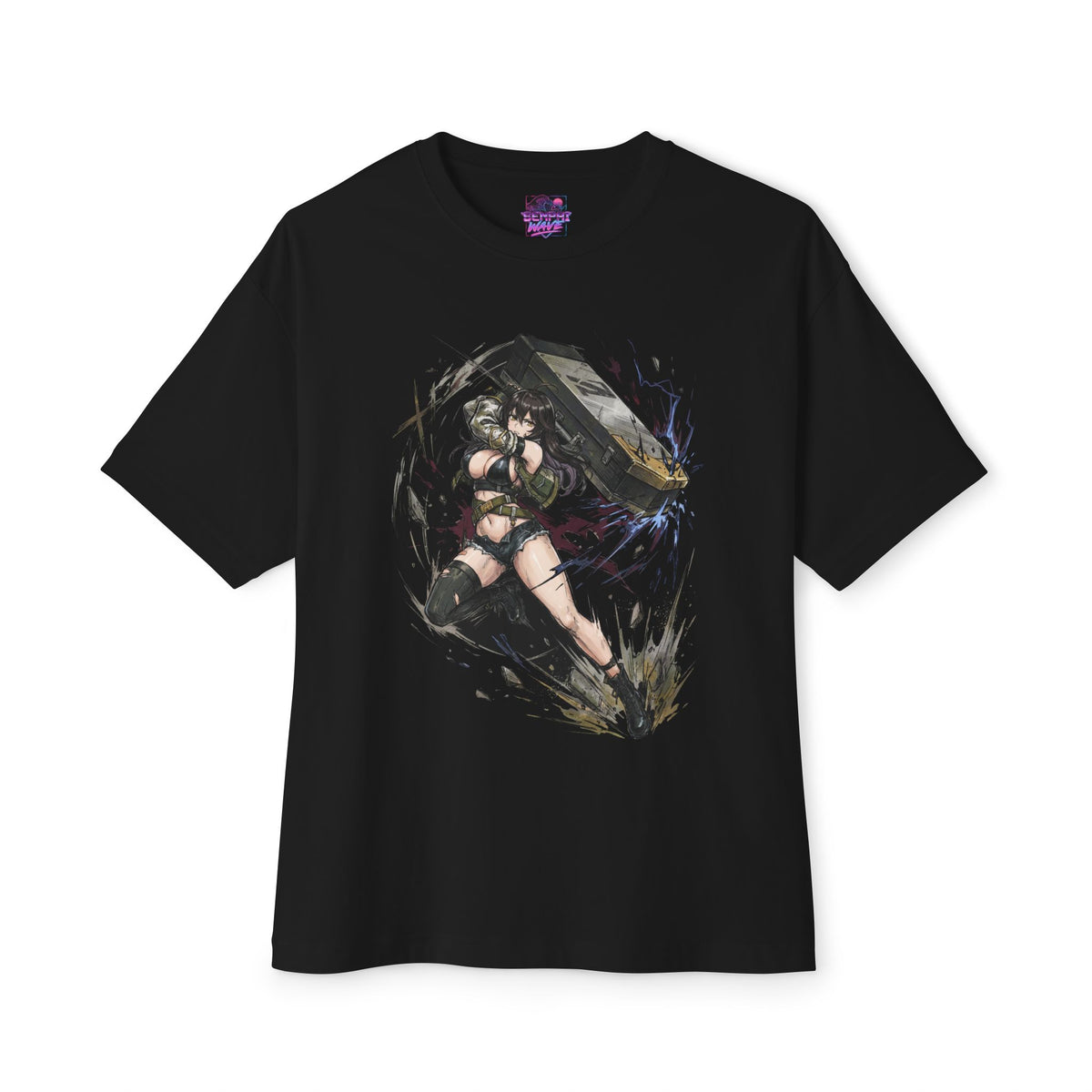 Chaos Zero Nightmare Maribel Steel Case Blue Lightning Fan Art Oversized T-Shirt