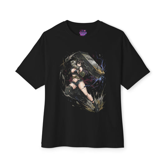 Chaos Zero Nightmare Maribel Steel Case Blue Lightning Fan Art Oversized T-Shirt