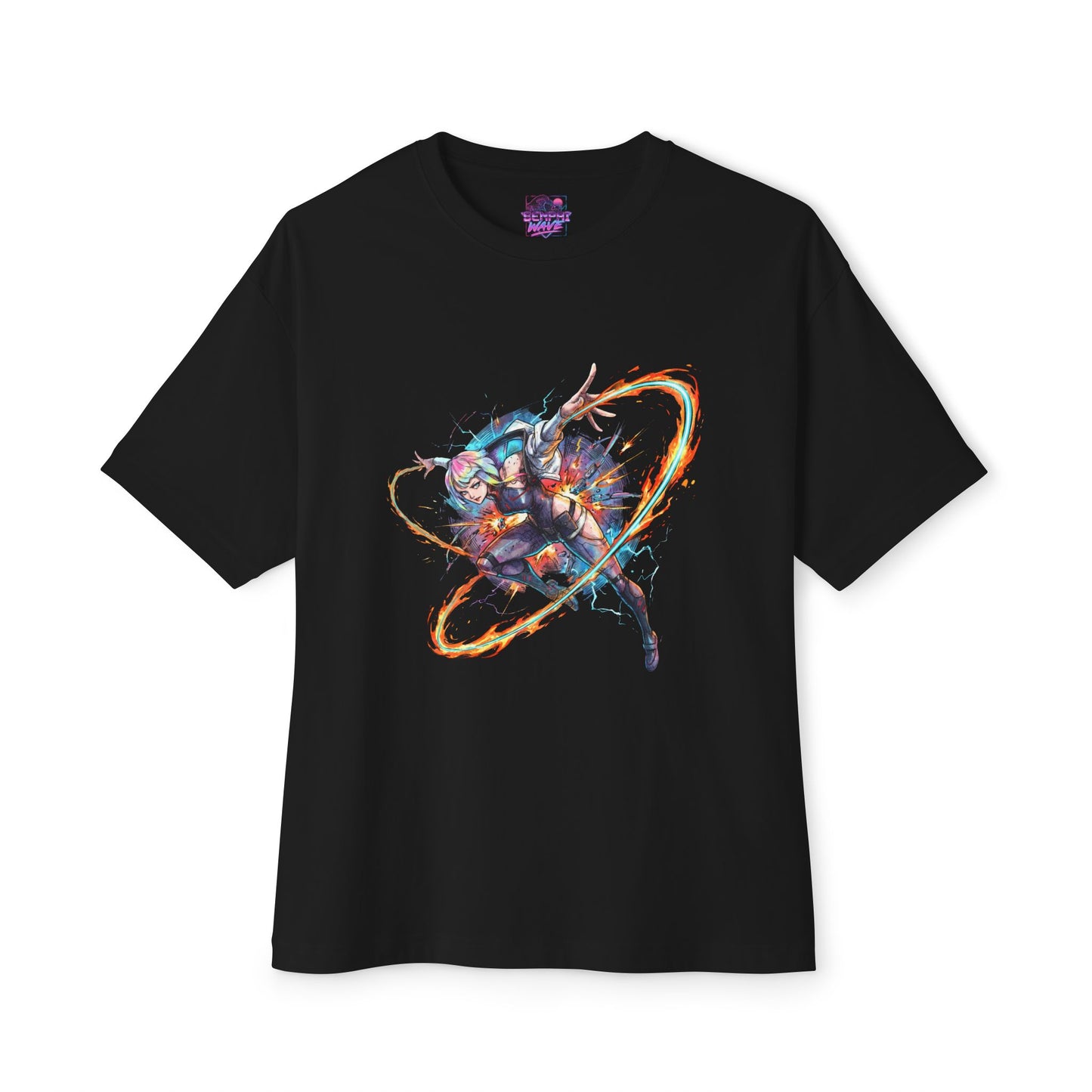 Cyberpunk Edgerunners Lucy Netrunner White Hair Blue Eyes Design Premium Oversized Unisex T-Shirt