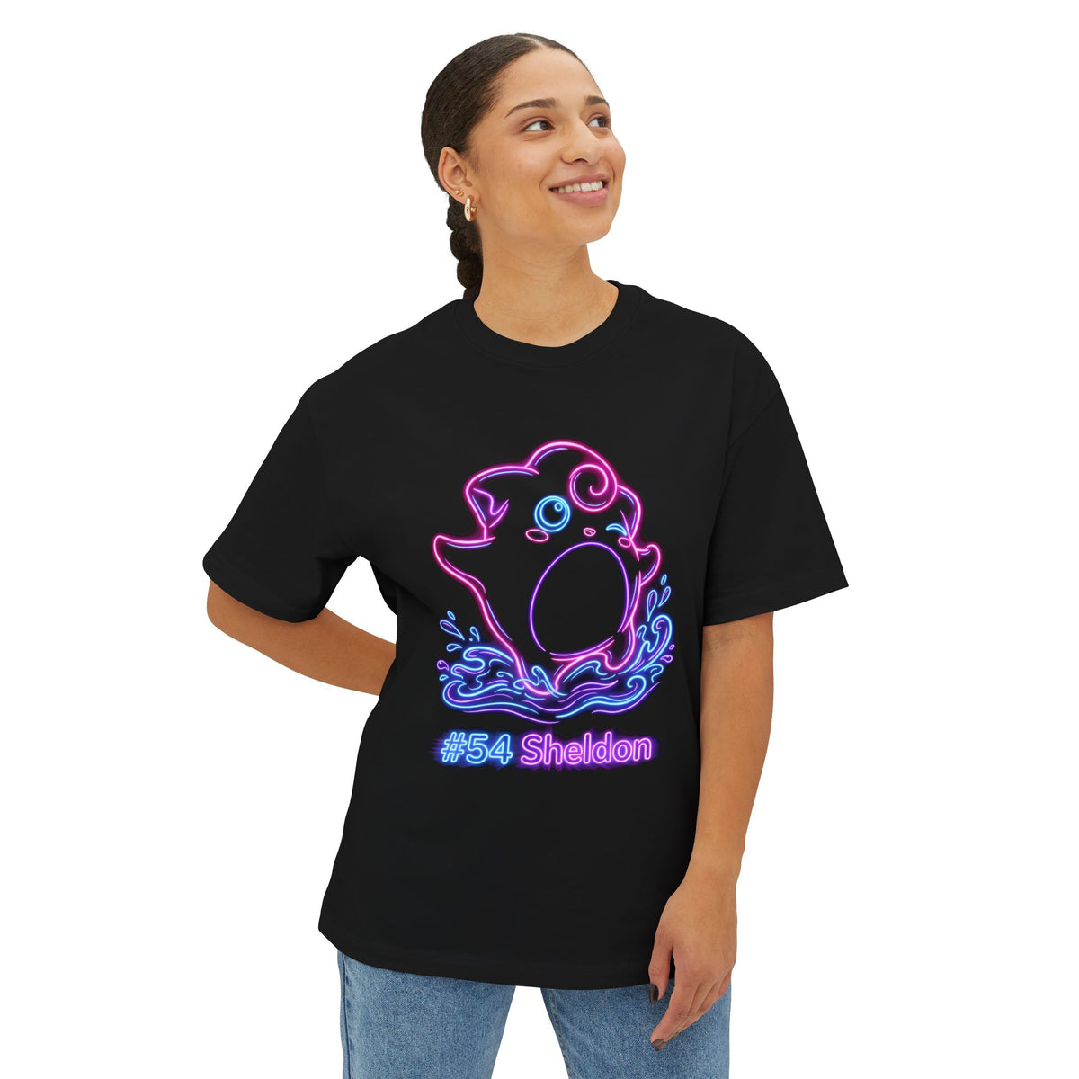 Sheldon Aniimo Neon Glow Creature Art - Oversized Premium Tee