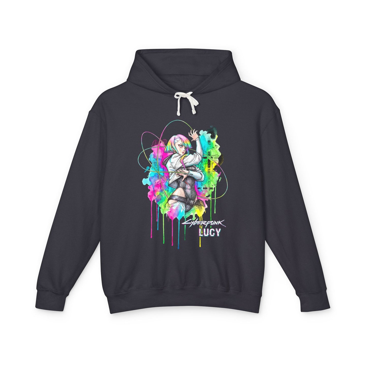 Cyberpunk Edgerunners Lucy Short White Hair Glowing Eyes Icon Unisex Premium Hoodie