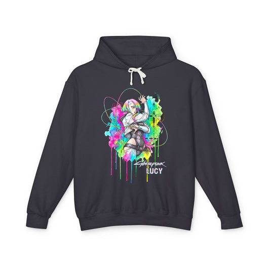 Cyberpunk Edgerunners Lucy Short White Hair Glowing Eyes Icon Unisex Premium Hoodie