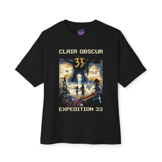 8-bit Retro Clair Obscur Expedition 33: Streetwear Red Petal Gommage facing The Paintress Premium Oversized Unisex T-Shirt