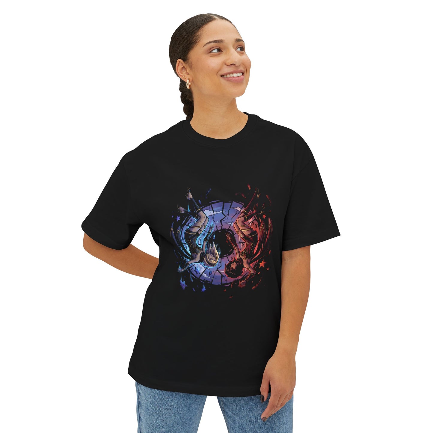 Gravity Rush Cosmic Duel two cosmic rivals Gaming Graphic Tee Premium Oversized Unisex T-Shirt
