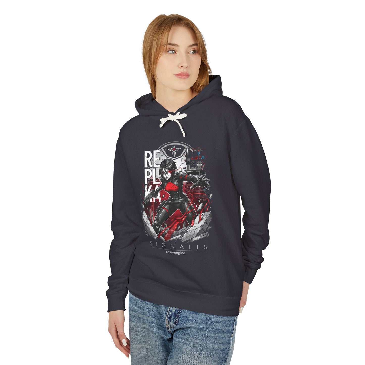 Signalis Elster Black Red Eyes Retro Survival Horror Icon Unisex Premium Hoodie