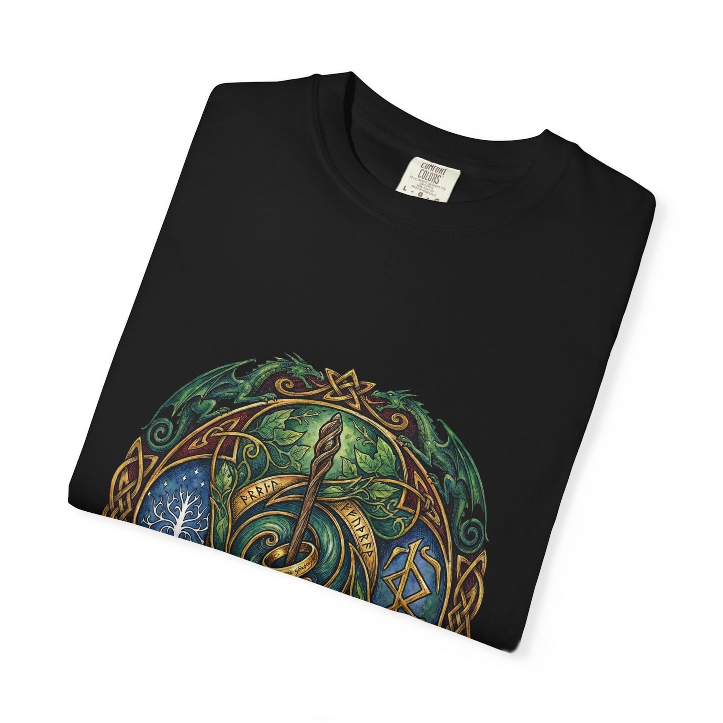 LOTR Elven Brooch Crest Fan Design – Green Leaf Silver Veins Emblem Premium T-Shirt