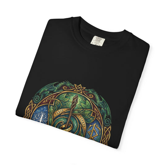 LOTR Elven Brooch Crest Fan Design – Green Leaf Silver Veins Emblem Premium T-Shirt