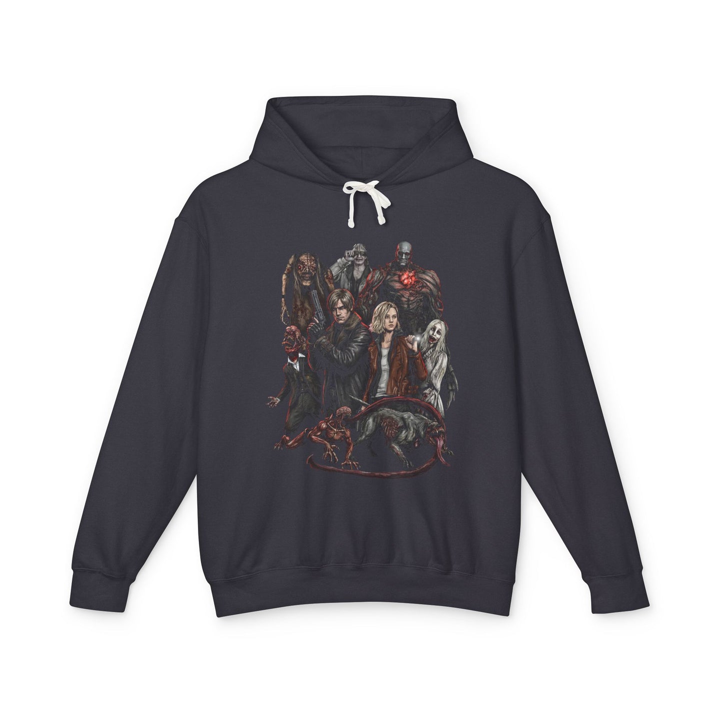 RE9 Grace and Leon with The Girl Blister Heads Titan Spinner Grunge Art Unisex Premium Hoodie