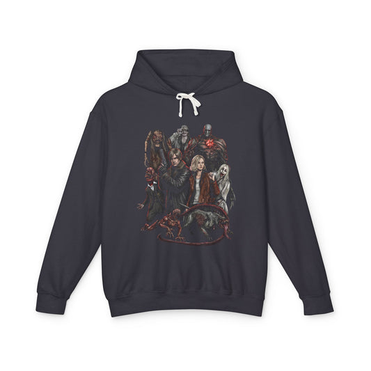 RE9 Grace and Leon with The Girl Blister Heads Titan Spinner Grunge Art Unisex Premium Hoodie