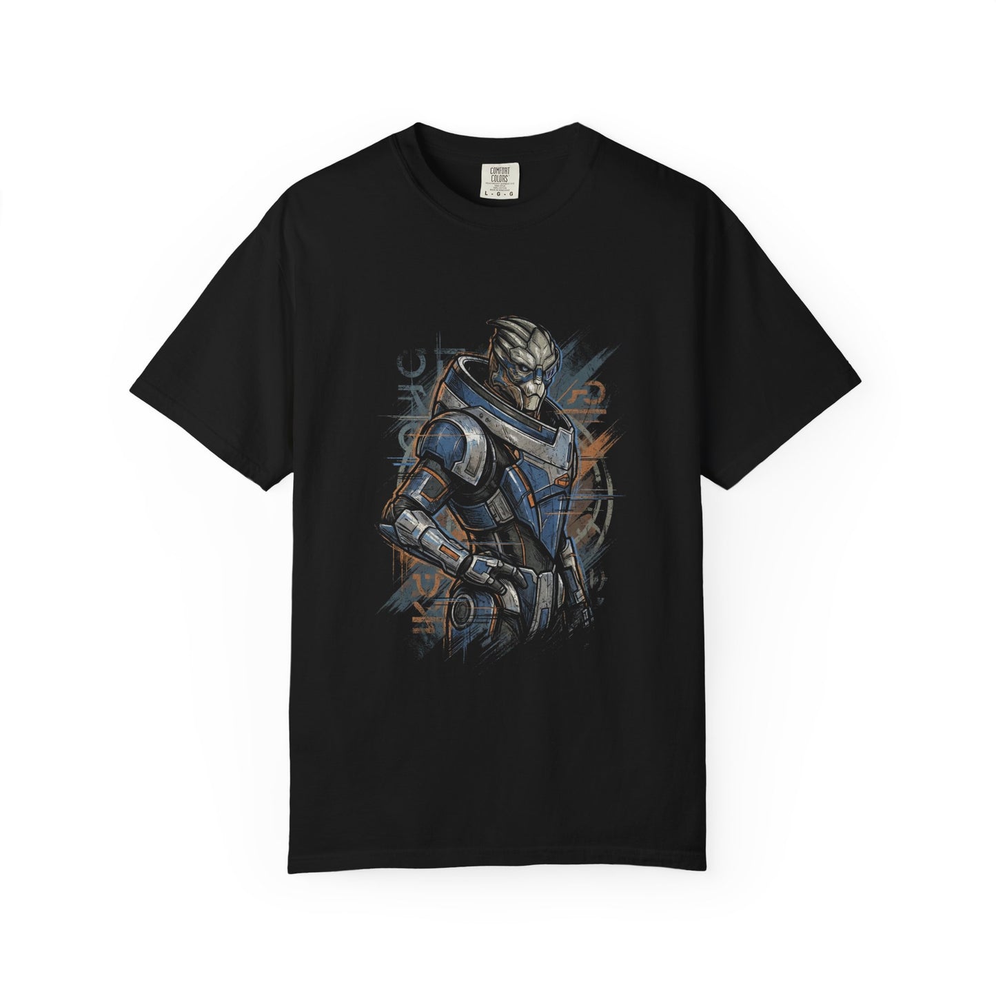 Garrus Vakarian Mass Effect Cobalt Blue Armor Scarred Face Portrait Premium T-Shirt