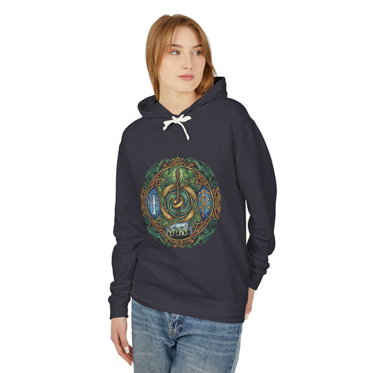 LOTR Elven Brooch Crest Fan Design – Green Leaf Silver Veins Emblem Unisex Premium Hoodie