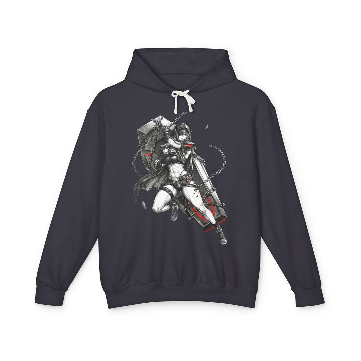 Nikke Grave Chained Coffin Monochrome Ink Fan Art Hoodie