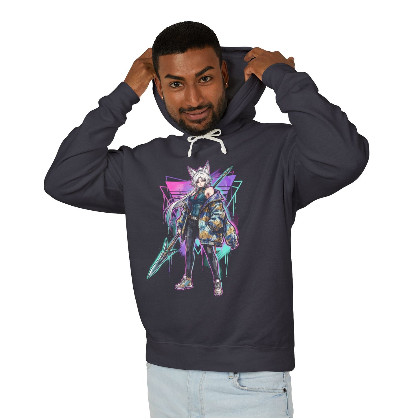 Feixiao HSR Wind Hunt General Vaporwave Neon Design Unisex Premium Hoodie
