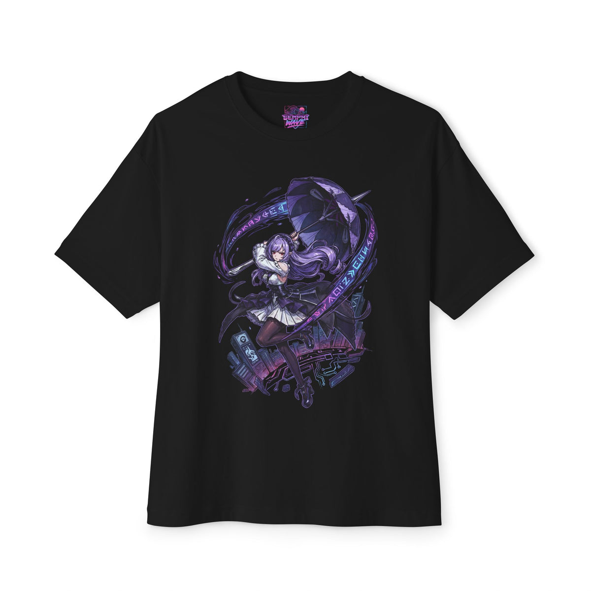 Zenless Zone Zero Vivian Purple Umbrella Night City Fan Art Oversized T-Shirt
