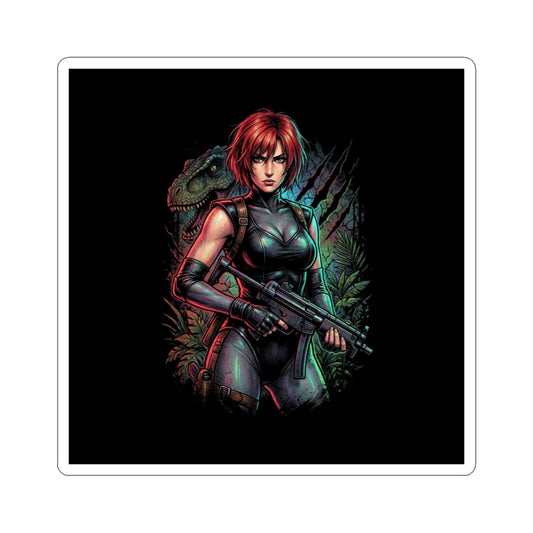 Dino Crisis Regina Red Hair Tactical Gear Portrait Sticker