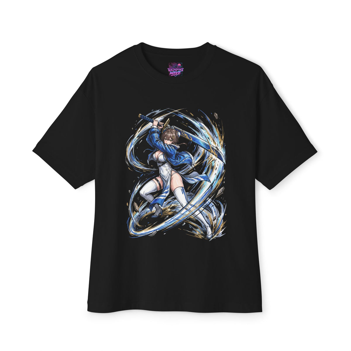Chaos Zero Nightmare Yuki Blue and Gold Slash Fan Art Oversized T-Shirt