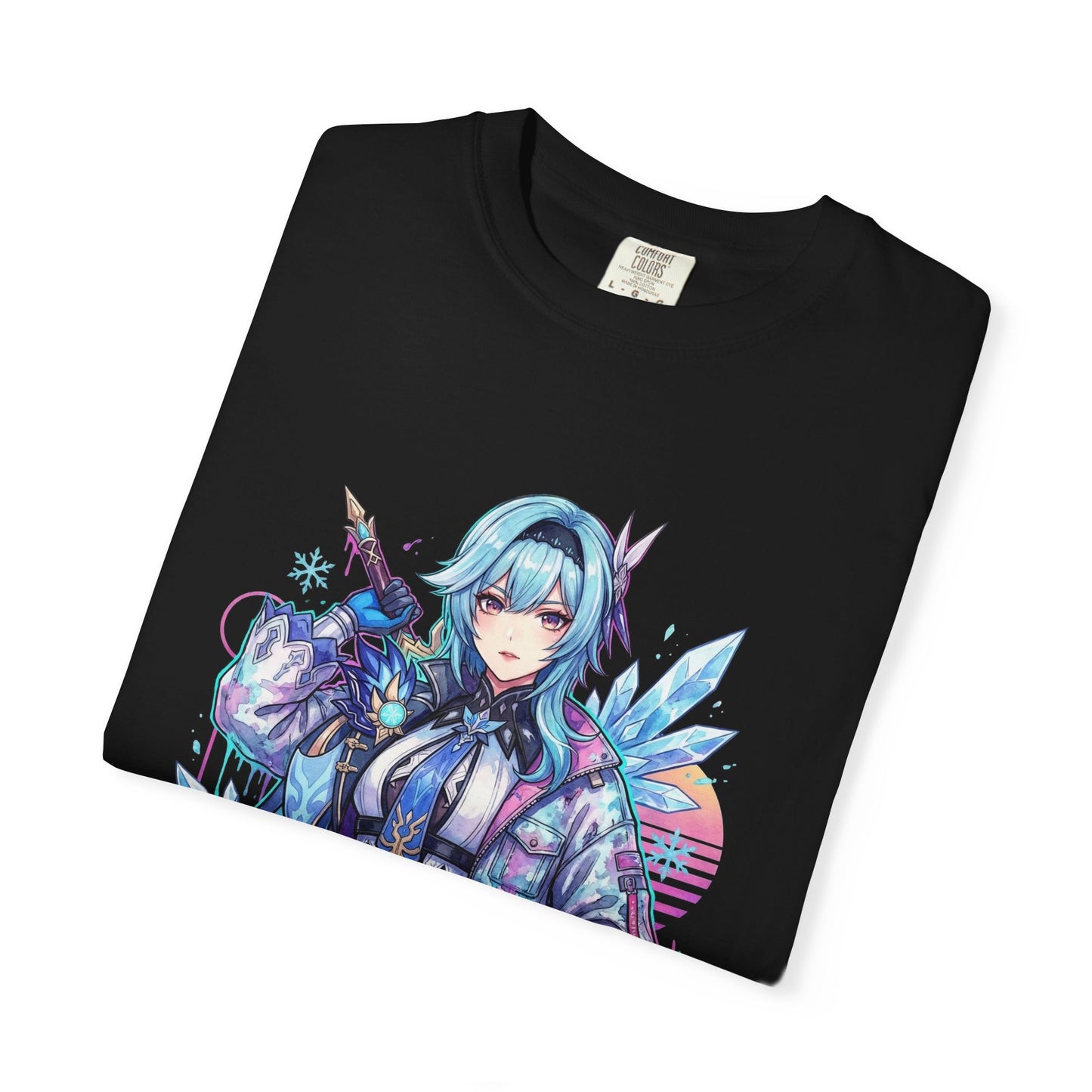 Genshin Impact Eula Vaporwave Aesthetic Neon Synthwave Design Premium T-Shirt