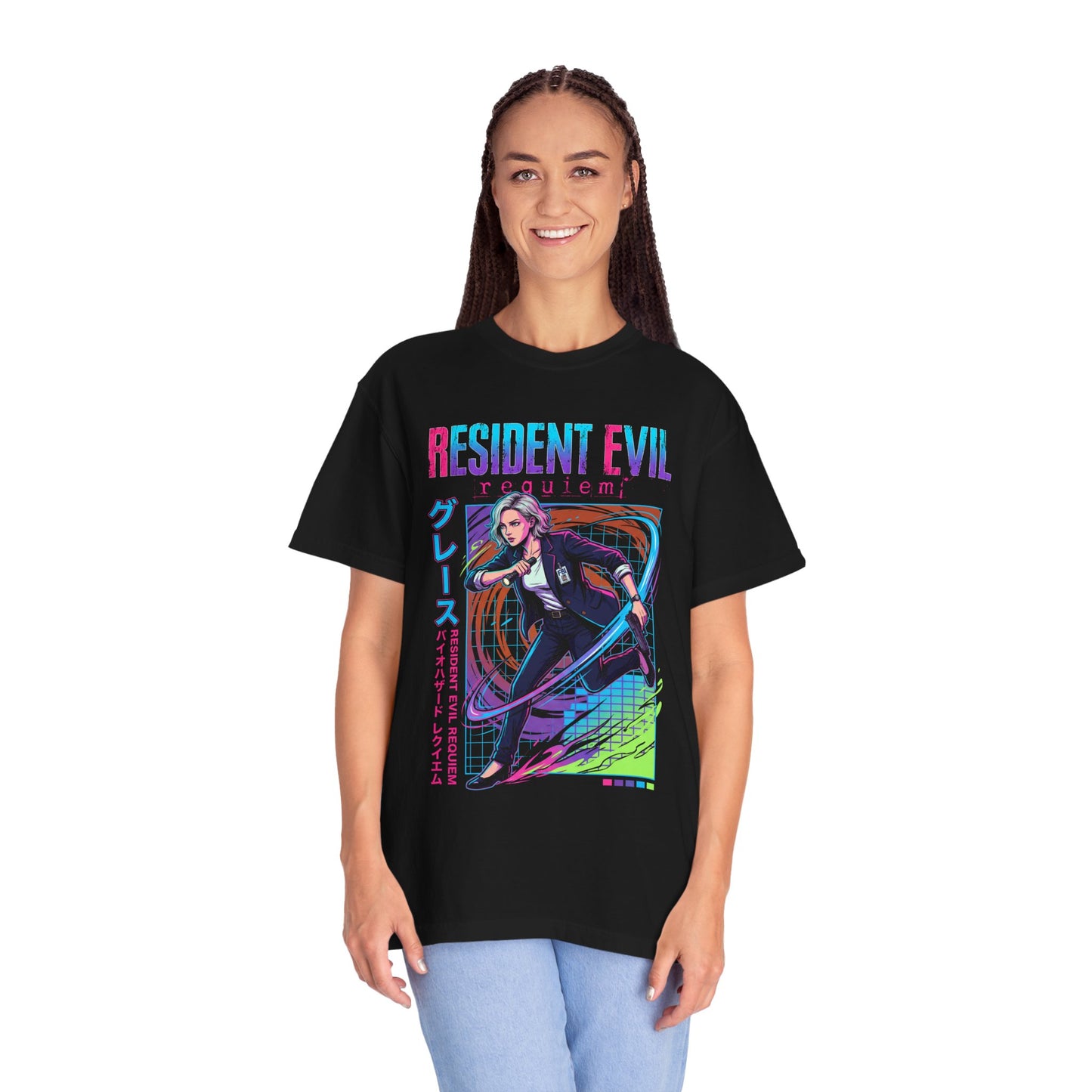 Cyberpunk Synthwave Retro Grace Ashcroft Resident Evil Protagonist 2026 Premium T-Shirt