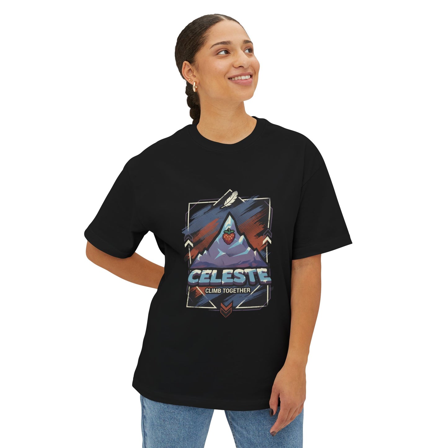 Celeste Game: Strawberry Dash & Summit Climb Premium Oversized Unisex T-Shirt