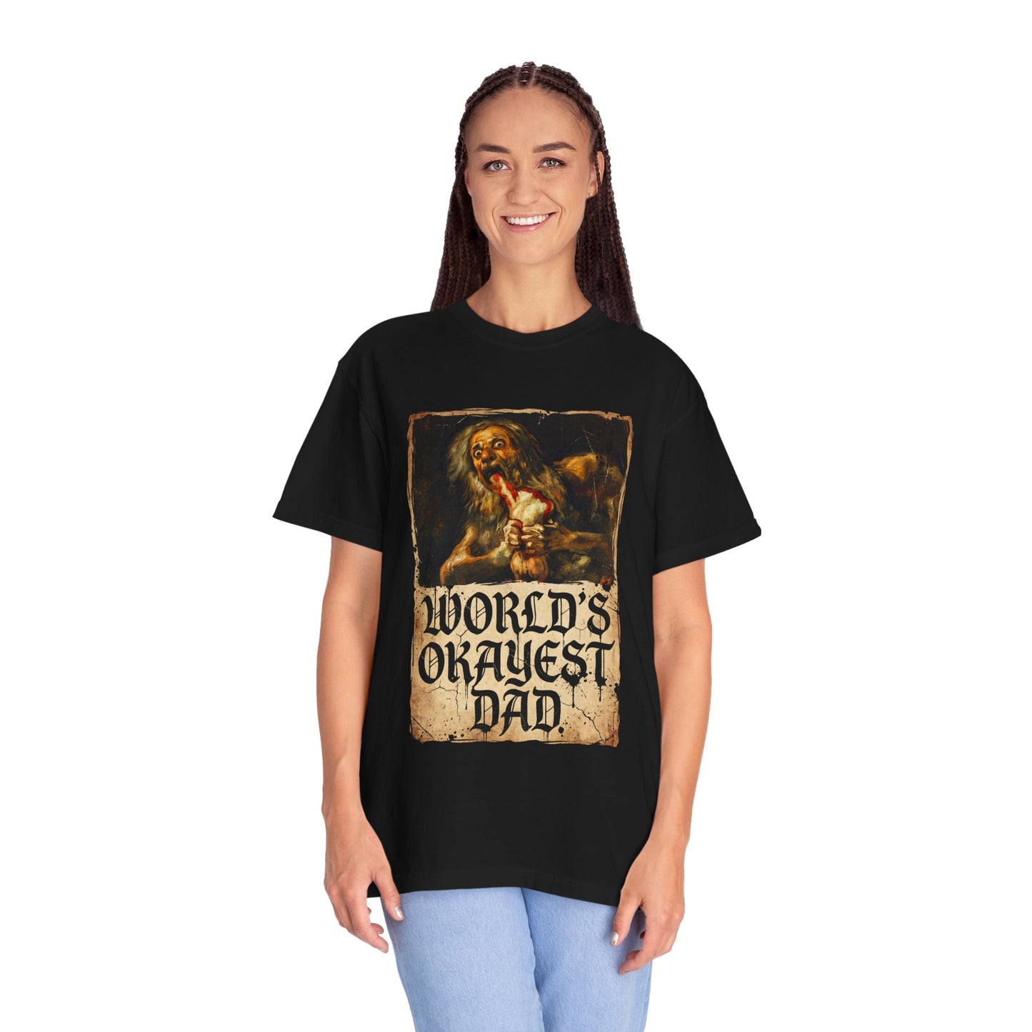 Saturn Devouring His Son Meme – Relatable Family Dinner Cursed Humor Devour me Daddy Premium T-Shirt
