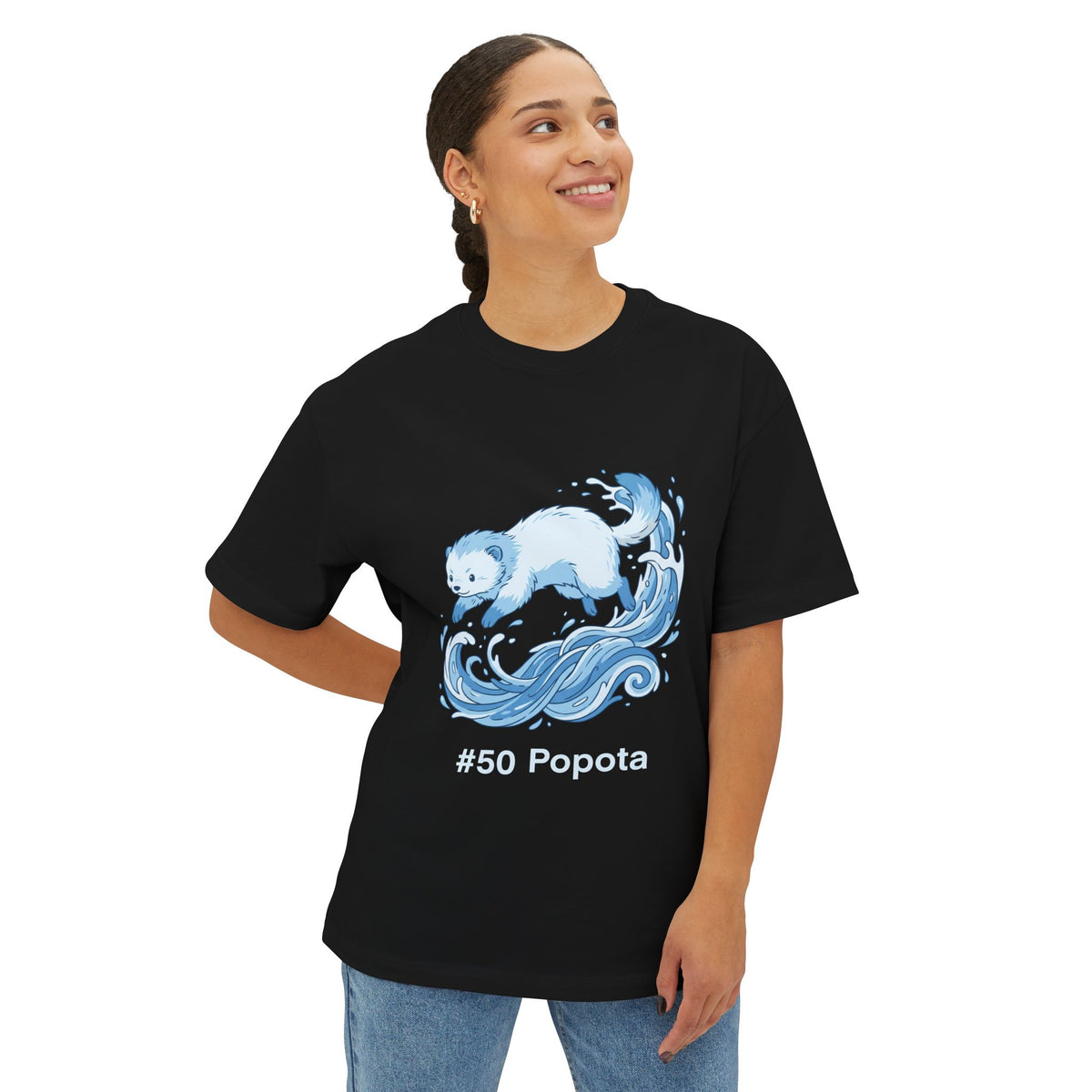 Popota Aniimo Minimalist Creature Art - Oversized Premium Tee