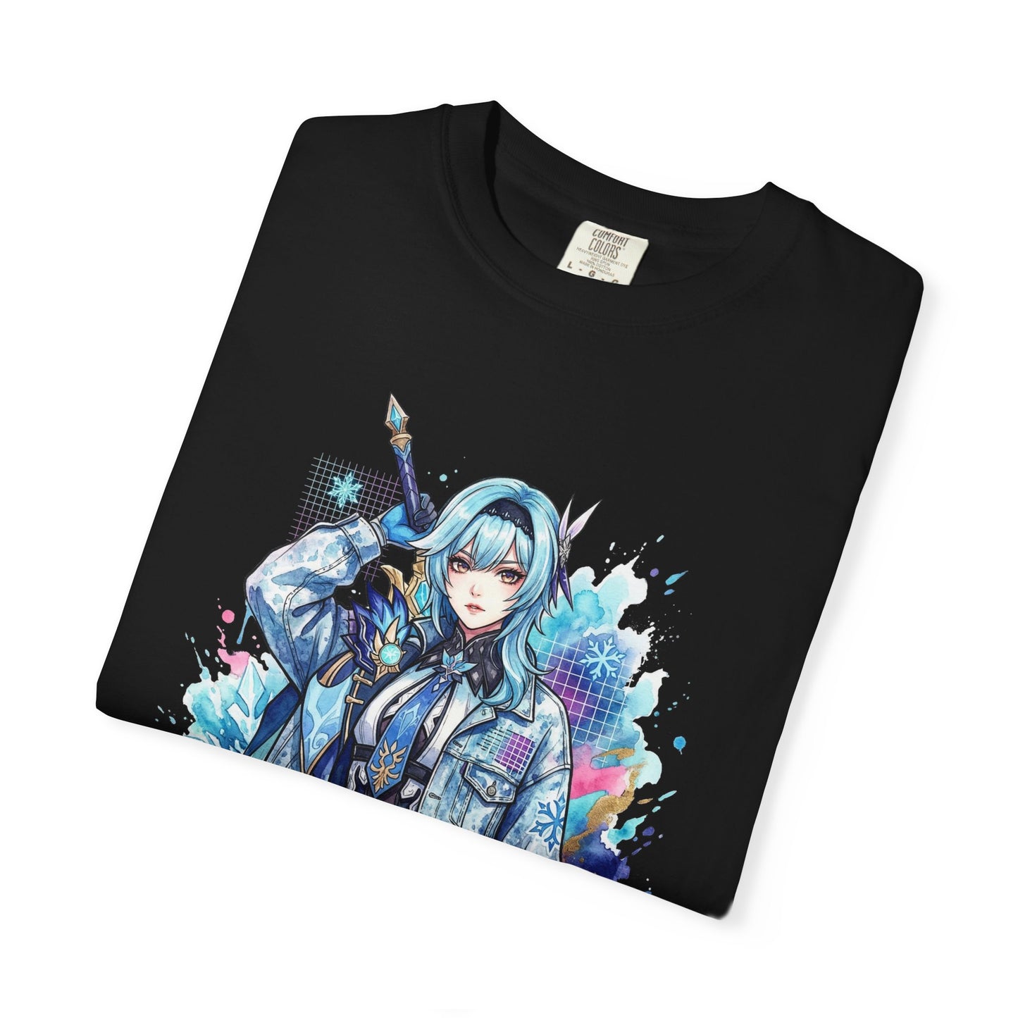 Genshin Impact Eula Vaporwave Neon Japanese Text Overlay Design Premium T-Shirt