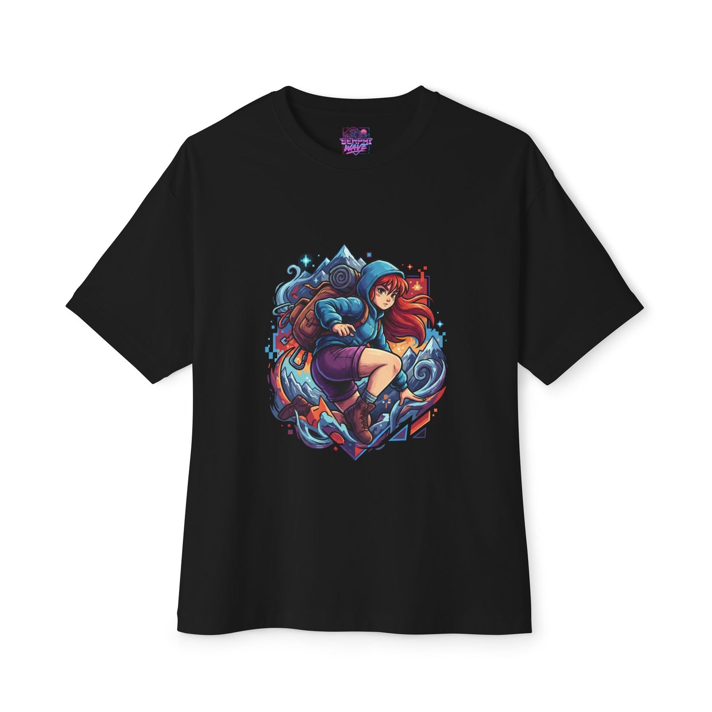 Celeste Game T-Shirt | Mountain Climb Pixel Art Indie Gamer Tee | Madeline Golden Strawberry Design Premium Oversized Unisex T-Shirt