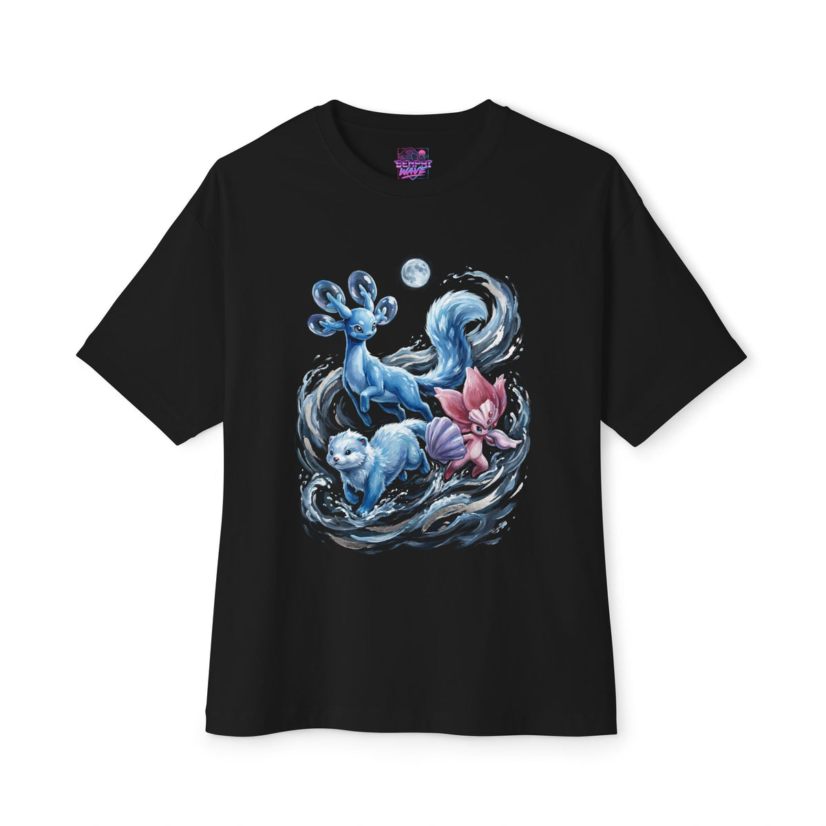 Aniimo Water Team Glacy Popota Sherro Moonlit Oil Painting Art - Oversized Premium Tee