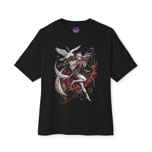 Chaos Zero Nightmare Khalipe White Doves Red Cape Fan Art Oversized T-Shirt