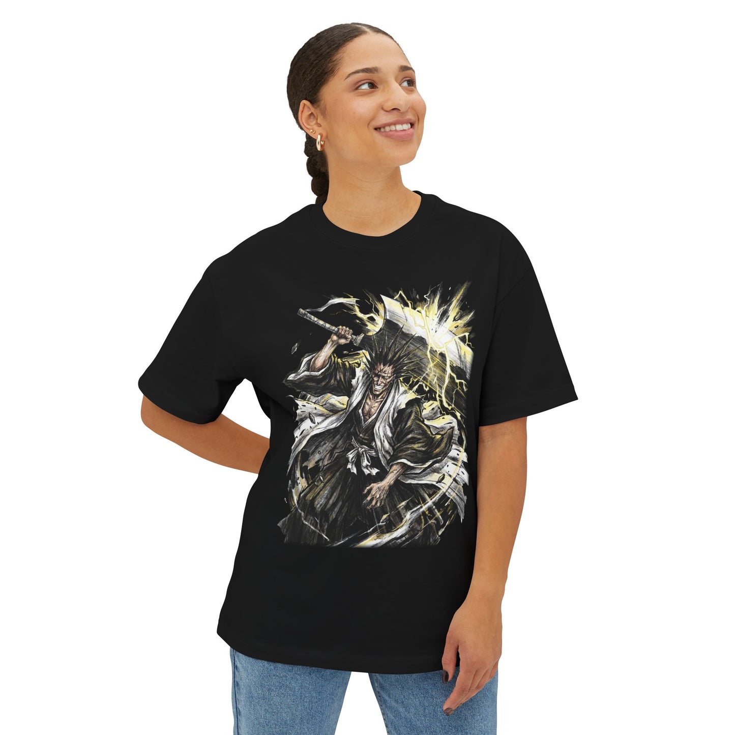Kenpachi Zaraki Bleach Eyepatch Grin Warrior Portrait Premium Oversized Unisex T-Shirt