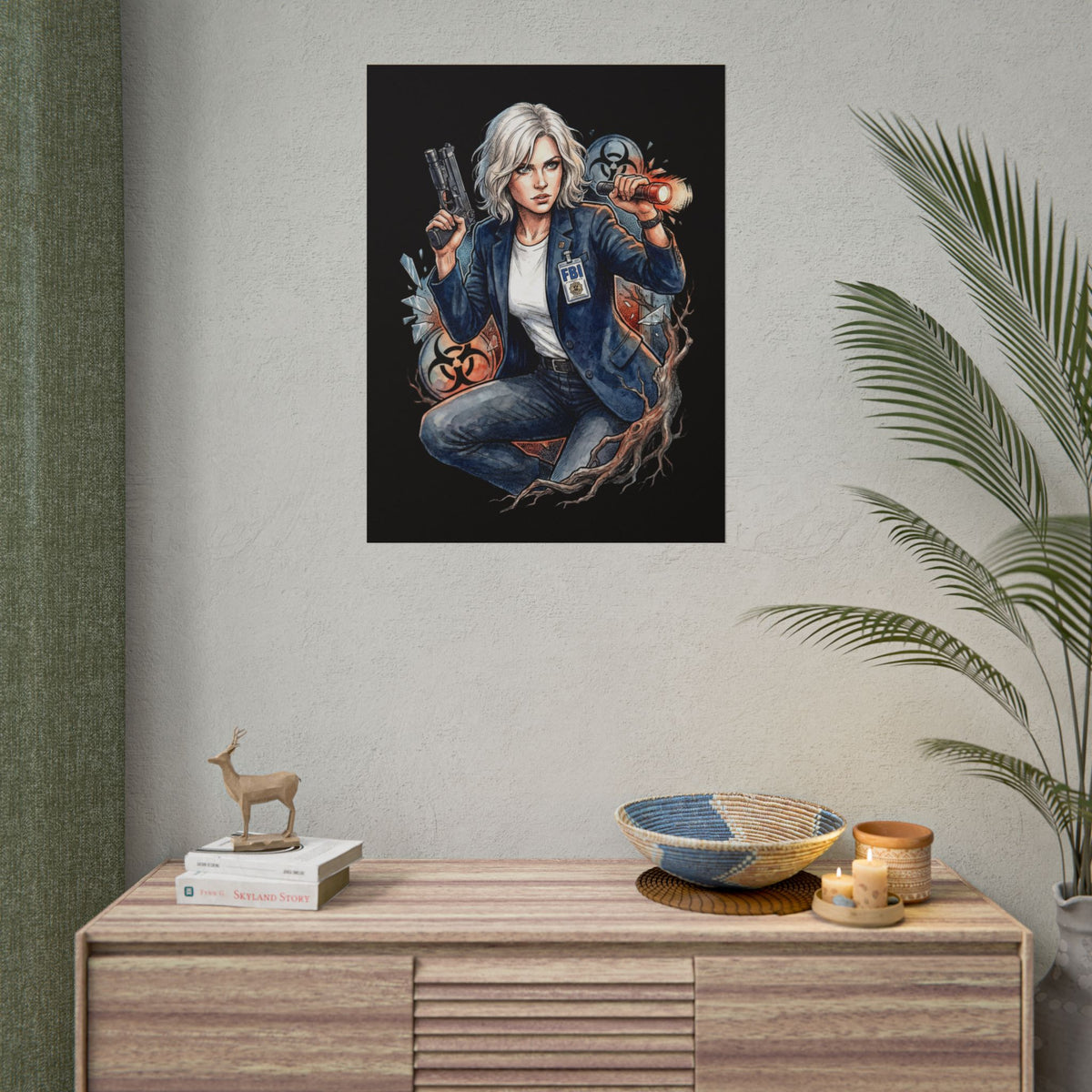 Resident Evil Requiem Grace Ashcroft Flashlight Pistol Crouch Poster