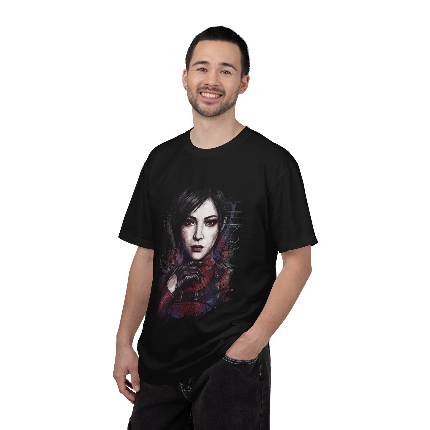 Ada Wong RE4 Red Dress Grappling Hook Leon Rescue Portrait Premium T-Shirt