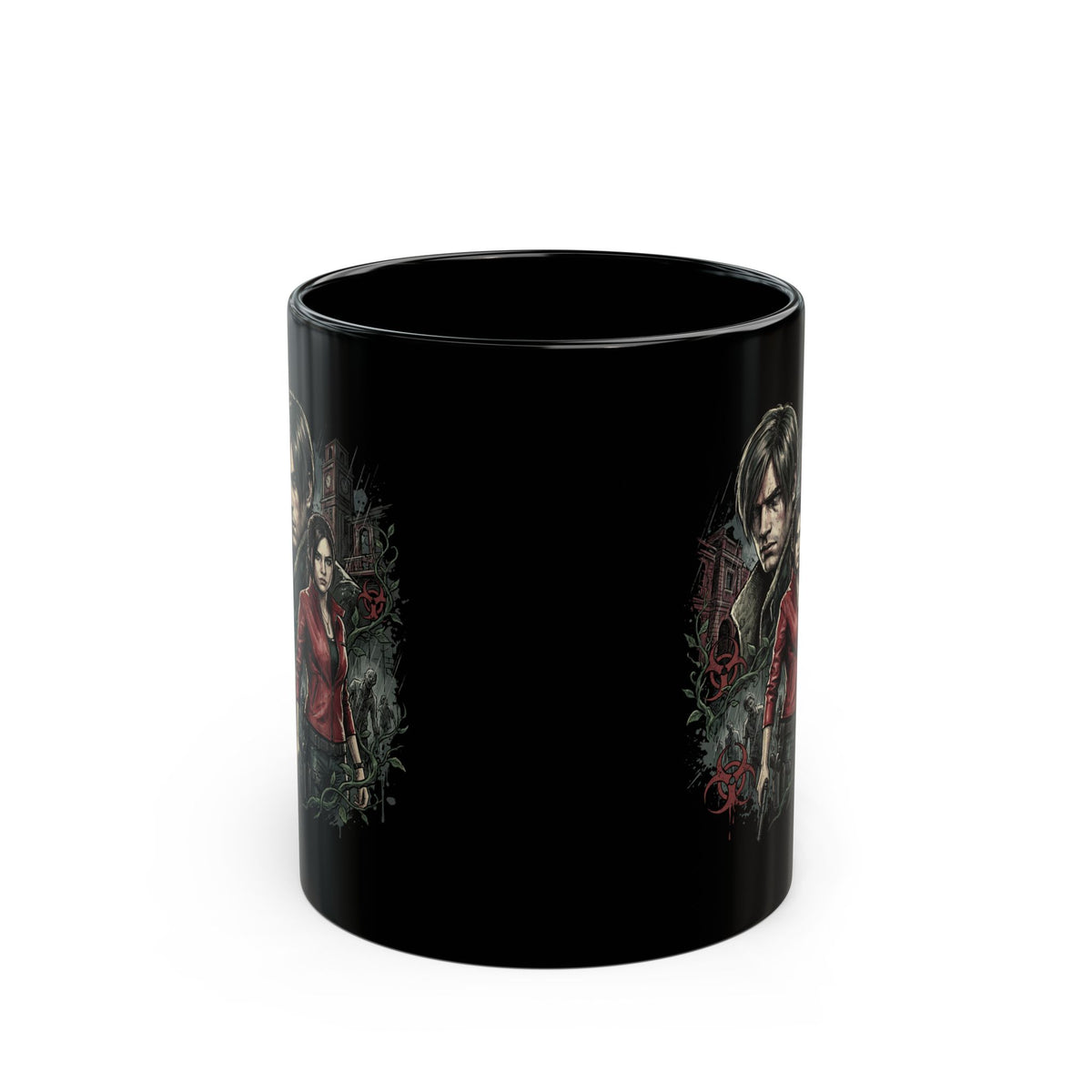 Resident Evil 2 Leon Kennedy and Claire Raccoon City Biohazard Black Mug